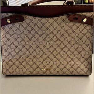 Nine West Burgundy and Cream Tote Bag